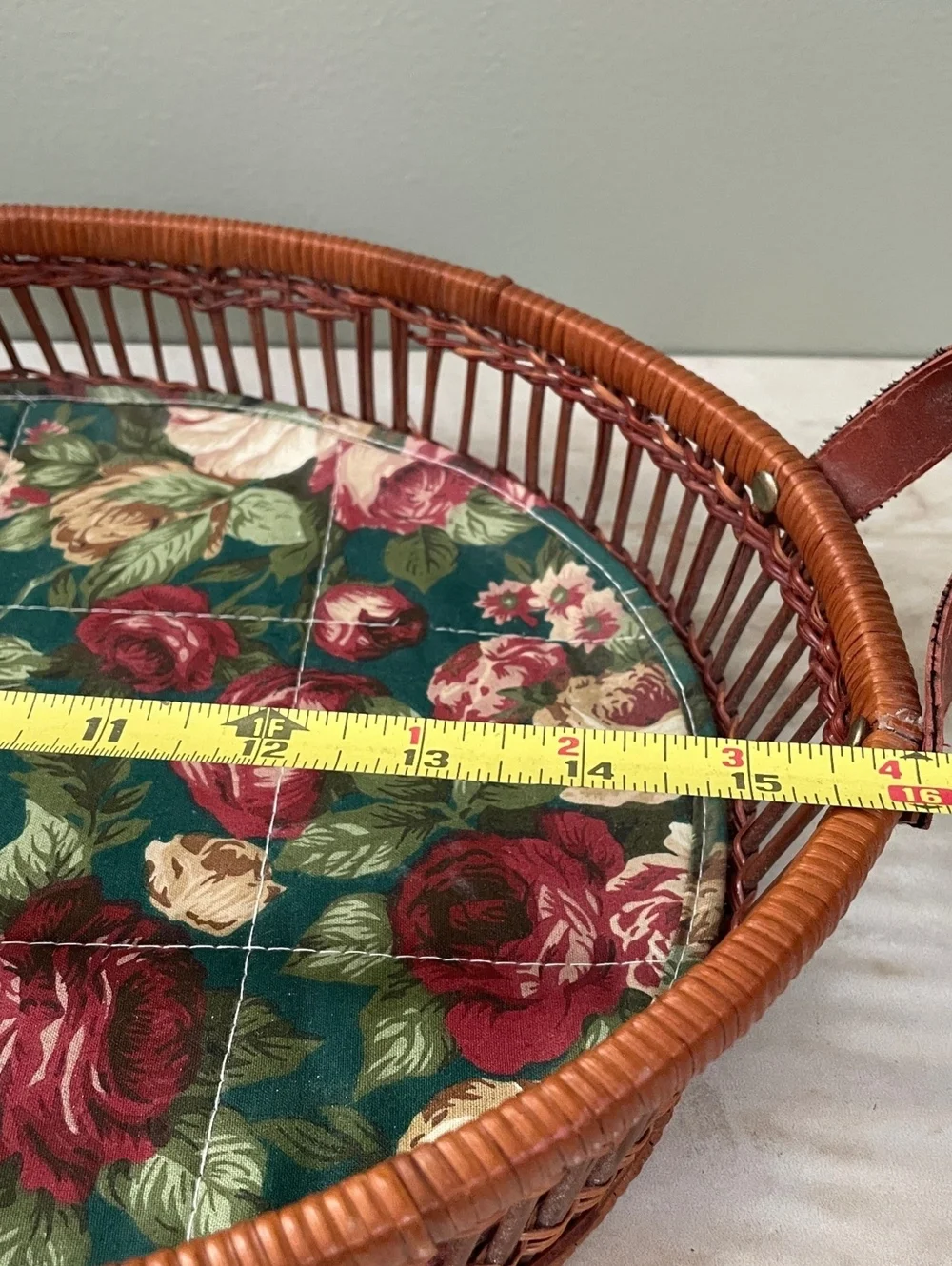 Vintage Wicker Basket with Floral Cushion | Cottagecore